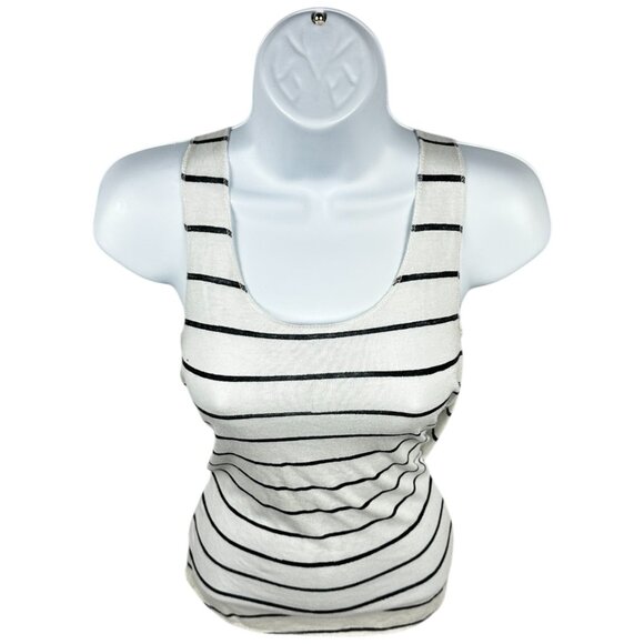 Women’s Alternative Apparel Printed Meegs Racerback Tank Top (Ivory Ink Stripe) - Picture 6 of 7